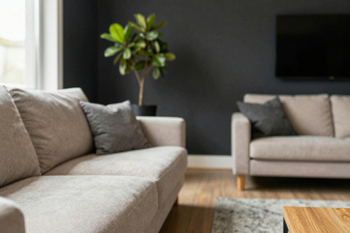 Il potere del contrasto complementare: guida all'abbinamento di pareti scure e arredi chiari